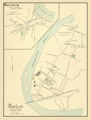 Vintage Map of Higganum, Connecticut 1893