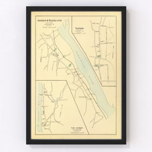 Vintage Map of Haddam, Connecticut 1893