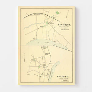 Vintage Map of Cromwell, Connecticut 1893