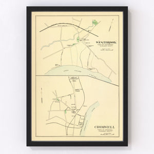 Vintage Map of Cromwell, Connecticut 1893