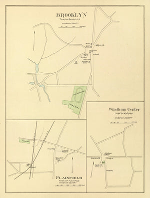 Vintage Map of Brooklyn, Connecticut 1893