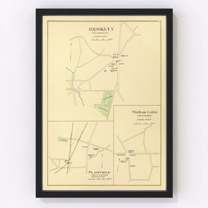 Vintage Map of Brooklyn, Connecticut 1893