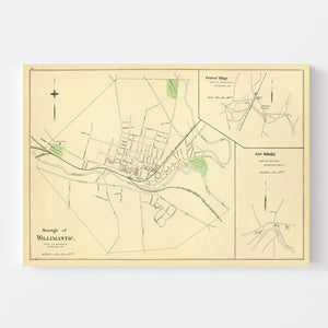 Vintage Map of Central Village, Connecticut 1893