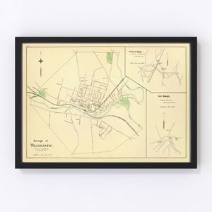 Vintage Map of Central Village, Connecticut 1893