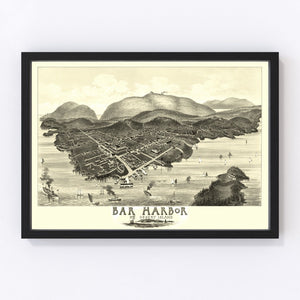 Vintage Map of Bar Harbor, Maine 1886