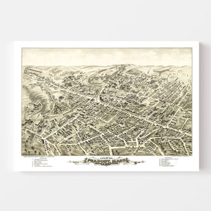 Vintage Map of Peabody, Massachusetts 1877