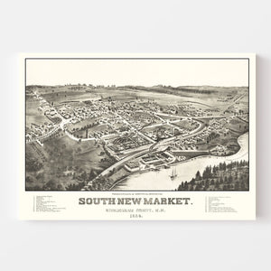 Vintage Map of South New Market, New Hampshire 1884