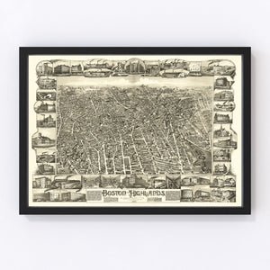 Vintage Map of Boston Highlands, Massachusetts 1888