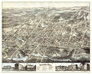 Vintage Map of Brockton, Massachusetts 1878