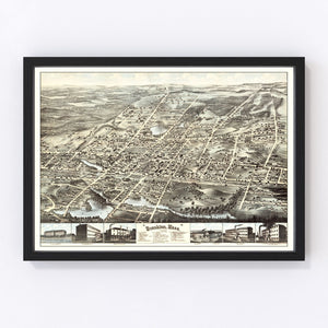 Vintage Map of Brockton, Massachusetts 1878