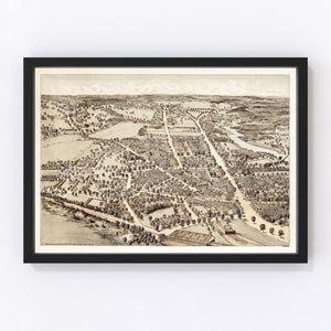 Vintage Map of Dedham, Massachusetts 1876
