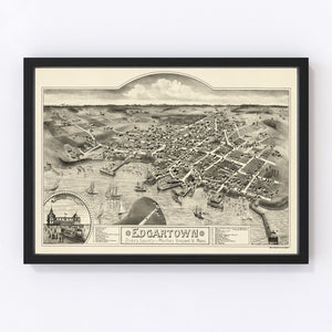 Vintage Map of Edgartown, Massachusetts 1886