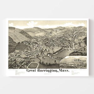 Vintage Map of Great Barrington, Massachusetts 1884