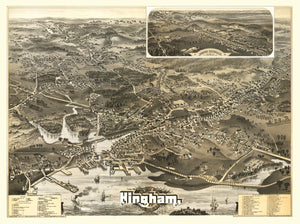 Vintage Map of Hingham, Massachusetts 1885