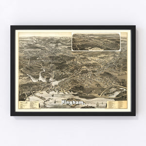 Vintage Map of Hingham, Massachusetts 1885