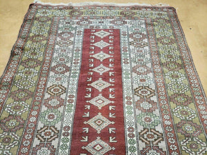 4' X 8' Antique Handmade Turkish Melas Oushak Wool Rug