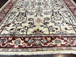 Peshawar Rug 10x14, Beige and Rust Red, Large Pak Persian Rug, Pakistani Rug