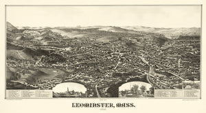 Vintage Map of Leominster, Massachusetts 1886