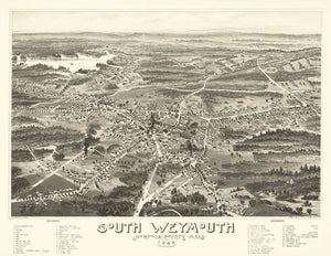Vintage Map of South Weymouth, Massachusetts 1885