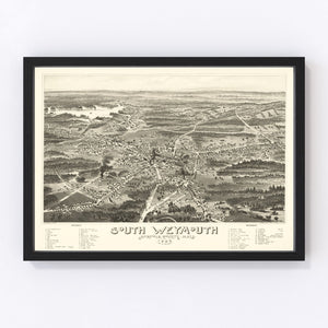 Vintage Map of South Weymouth, Massachusetts 1885