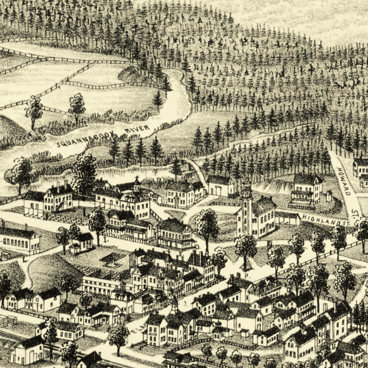 Vintage Map of Townsend Center, Massachusetts 1889