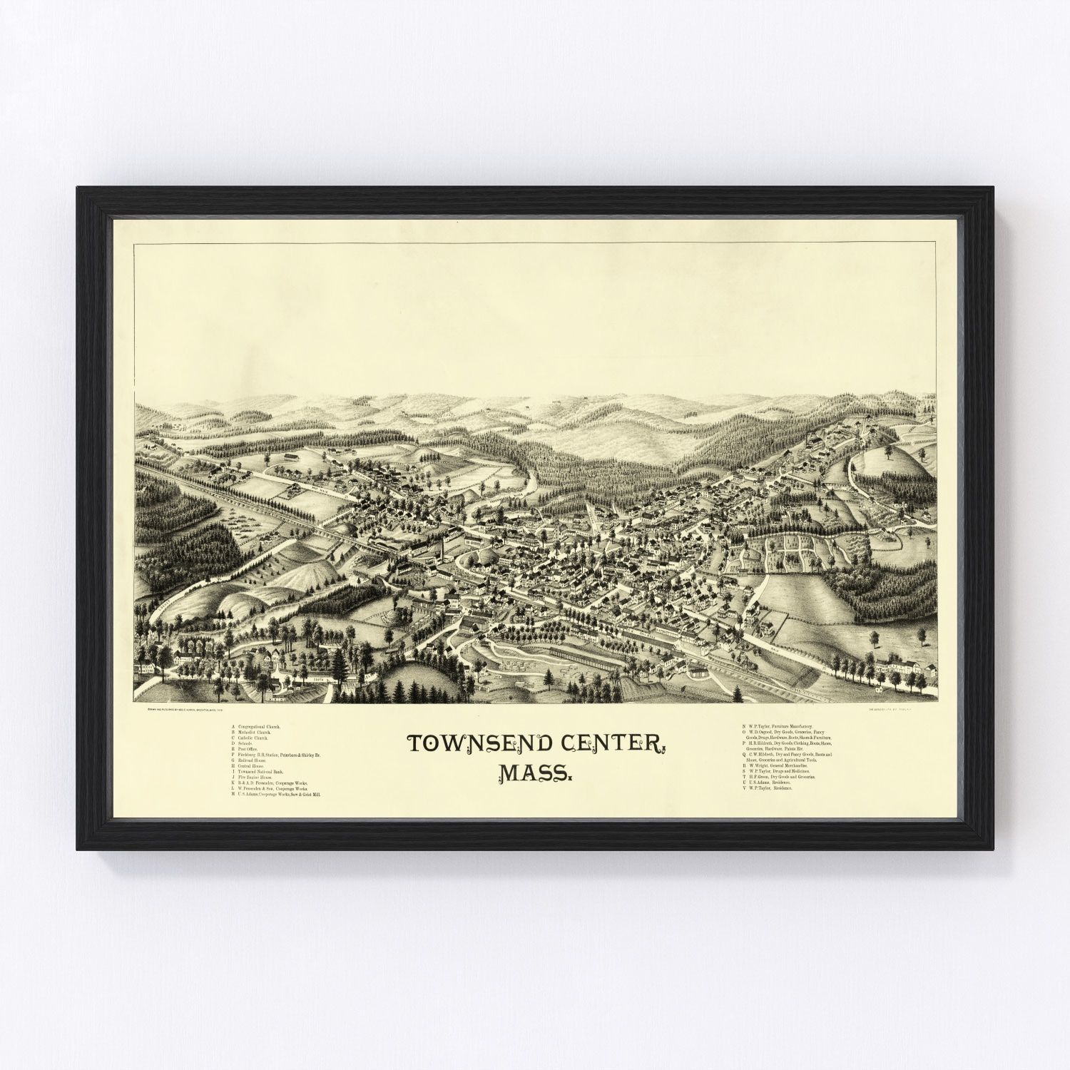 Vintage Map of Townsend Center, Massachusetts 1889