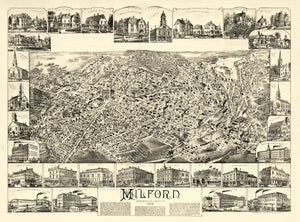 Vintage Map of Milford, Massachusetts 1888