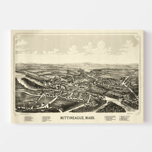 Vintage Map of Mittineague, Massachusetts 1889