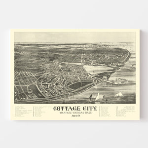 Vintage Map of Cottage City, Massachusetts 1890