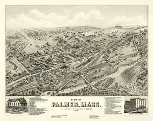 Vintage Map of Palmer, Massachusetts 1879