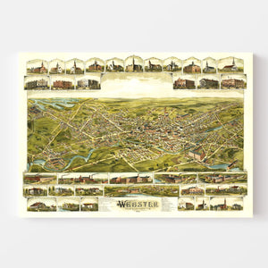 Vintage Map of Webster, Massachusetts 1892