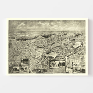 Vintage Map of Winchester, Massachusetts 1898