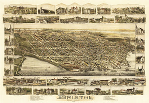 Vintage Map of Bristol, Rhode Island 1891