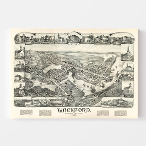 Vintage Map of Wickford, Rhode Island 1888