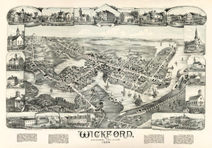 Vintage Map of Wickford, Rhode Island 1888