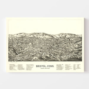 Vintage Map of Bristol, Connecticut 1889