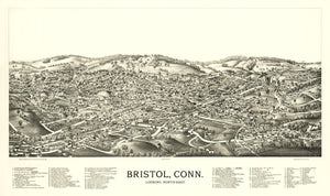 Vintage Map of Bristol, Connecticut 1889
