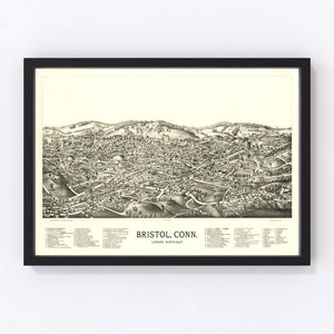Vintage Map of Bristol, Connecticut 1889