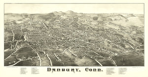 Vintage Map of Danbury, Connecticut 1884