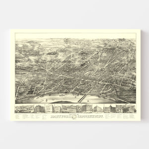 Vintage Map of Hartford, Connecticut 1877