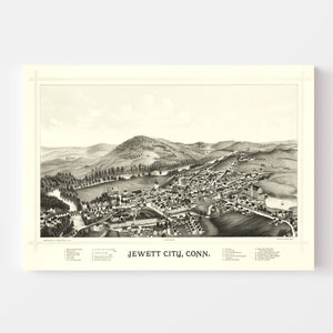 Vintage Map of Jewett City, Connecticut 1889