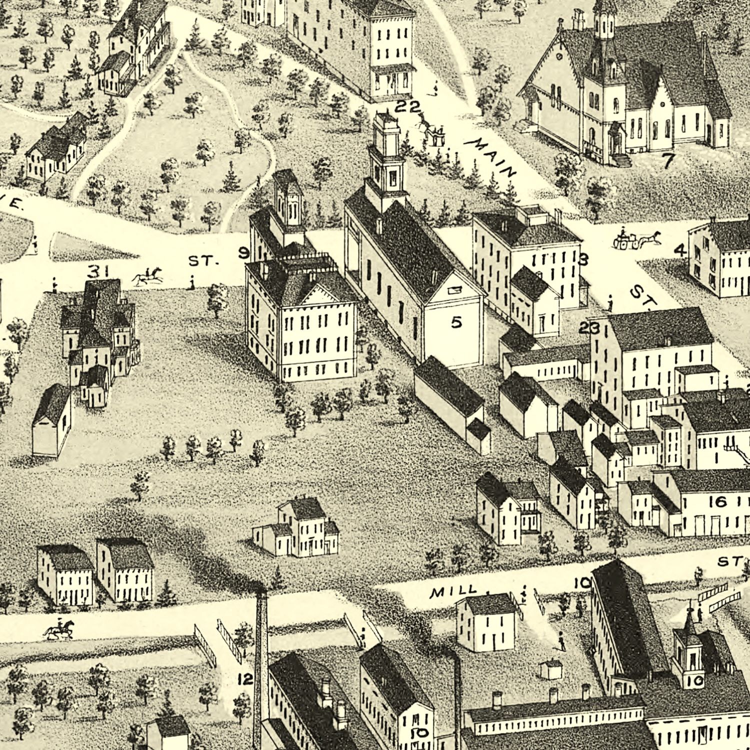 Vintage Map of Unionville, Connecticut 1878