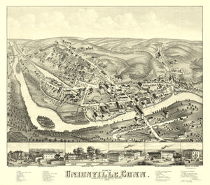 Vintage Map of Unionville, Connecticut 1878