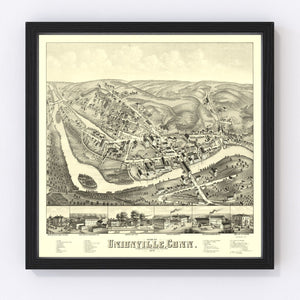 Vintage Map of Unionville, Connecticut 1878