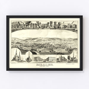 Vintage Map of Bath, New York 1878