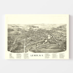 Vintage Map of Le Roy, New York 1892