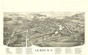 Vintage Map of Le Roy, New York 1892