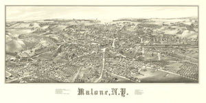 Vintage Map of Malone, New York 1886