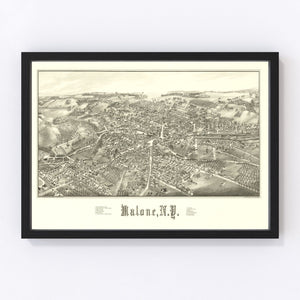 Vintage Map of Malone, New York 1886