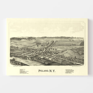 Vintage Map of Poland, New York 1890